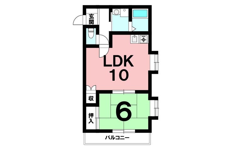 【間取り】
1LDK、西向きバルコニー、角部屋【専有面積37.06㎡】