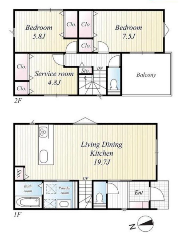 【間取り】
□お車2台駐車可能
□バルコニー南向き
□日当たり良好
□人気の対面キッチン