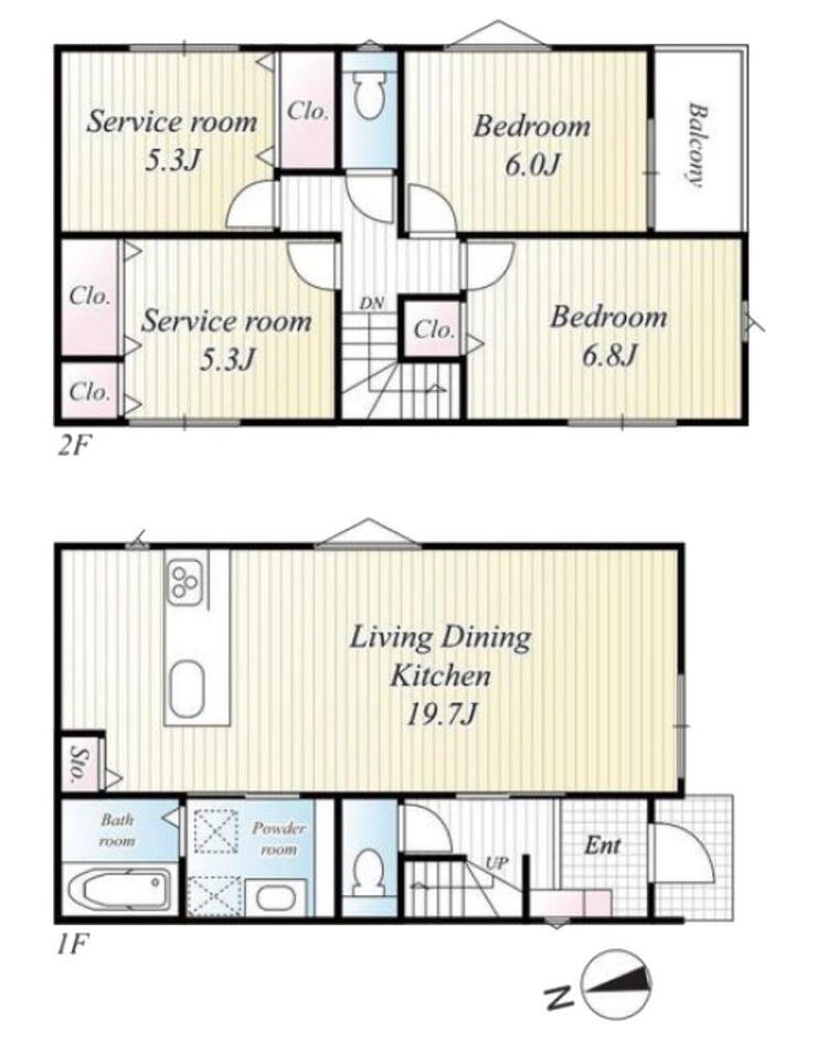 【間取り】
□お車2台駐車可能
□バルコニー南向き
□日当たり良好
□人気の対面キッチン