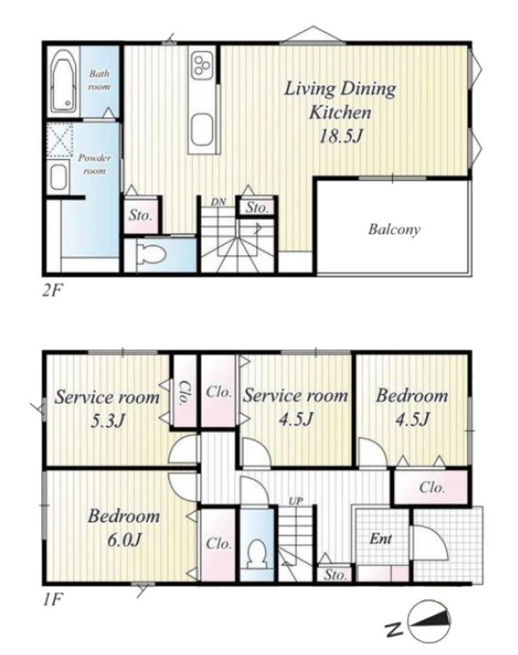 【間取り】
□お車2台駐車可能
□プライバシーが確保される2階リビング
□JR本線「朝霧駅」徒歩約5分
□電子ドアキー