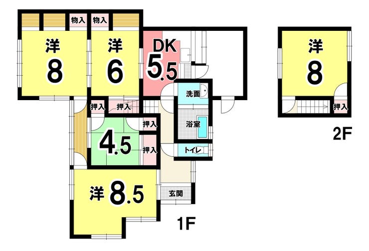 【間取り】
【京都郡苅田町大字新津】 ◆駐車場2台以上 ◆閑静な住宅街 ◆2階建て ◆5DK