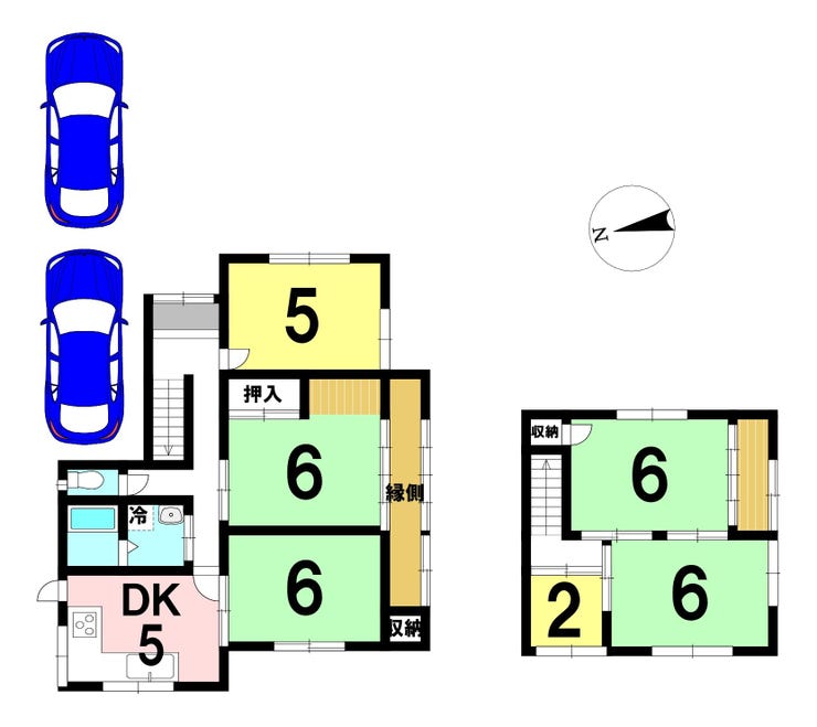 【間取り】
5DKの間取り
駐車2台可能