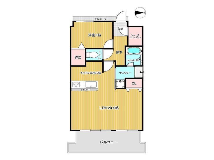 【間取り】
開放的な1LDK+S
2LDKへの間取り変更もOK!
