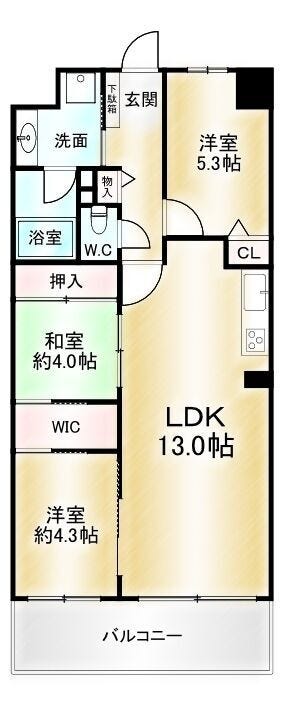 【間取り】
■3LDK■専有面積64.17㎡■バルコニー面積9.28㎡