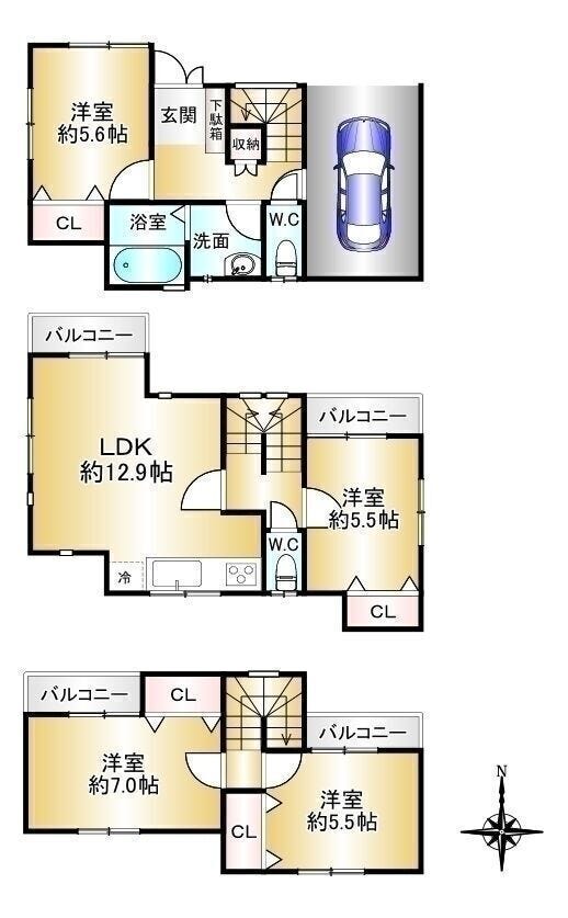 【間取り】
■4LDK■土地面積70.94㎡■建物面積101.24㎡