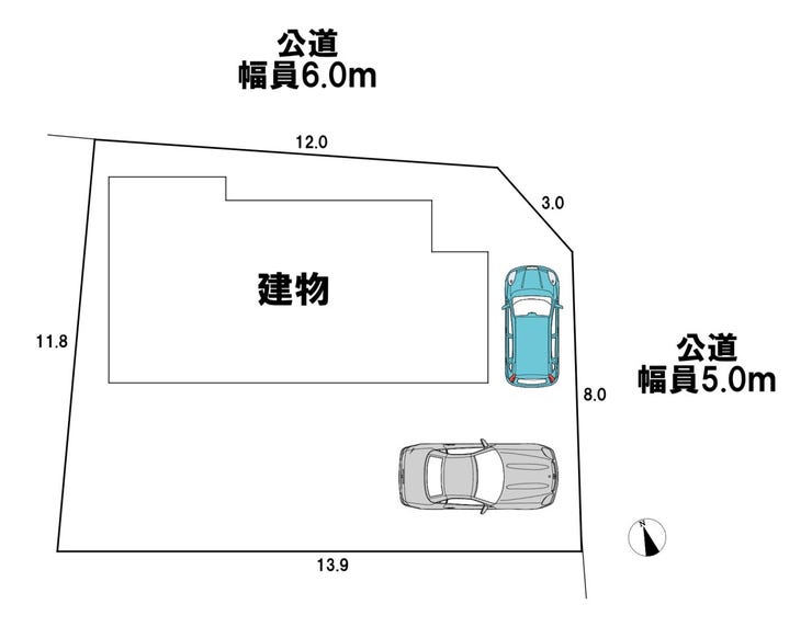 【区画図】
駐車2台可能(車種によります)