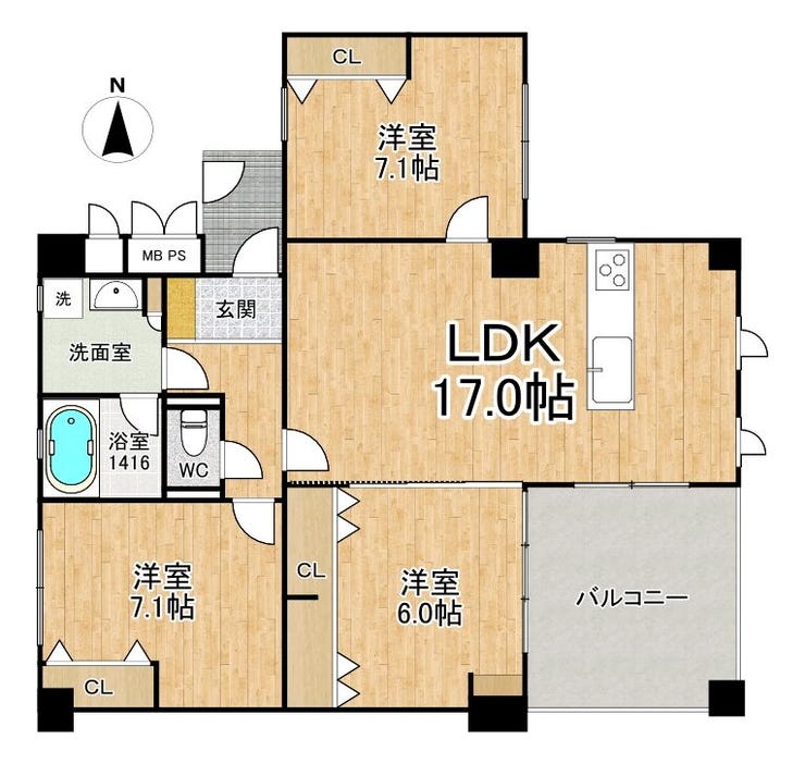 【間取り】
■3LDK■専有面積82.46㎡■バルコニー面積12.06㎡