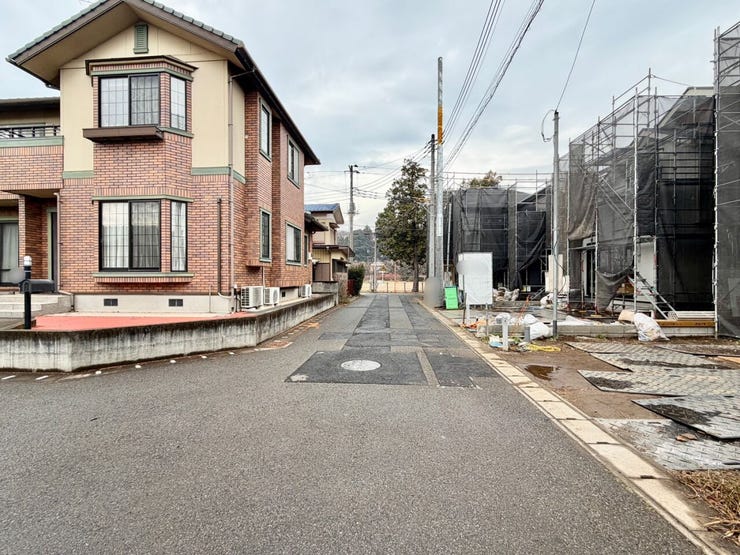 一戸建ての多いエリア。静かで落ち着いた雰囲気