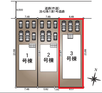 向かって左側の3号棟です。