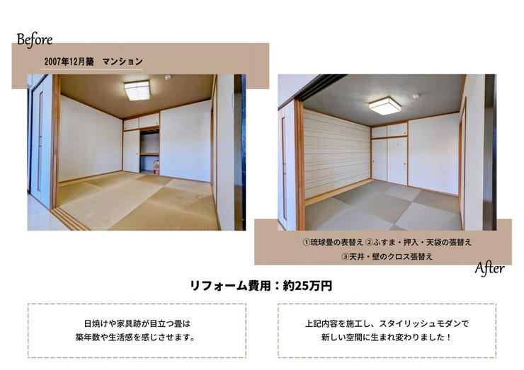 弊社では中古物件のリフォームのご相談も幅広く対応しております。
クロスの張替えなどの軽微な手直しや、水回りの交換、全体のリノベーションまでお気軽にご相談ください♪
※弊社のリフォーム事例です。