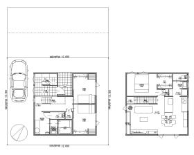 【間取り図】
《建物プラン例・間取り》
建物価格：３，０５２万円・税込
延床面積：９８．９６m2（２９．８８坪)
図面作成：寿建設（株）