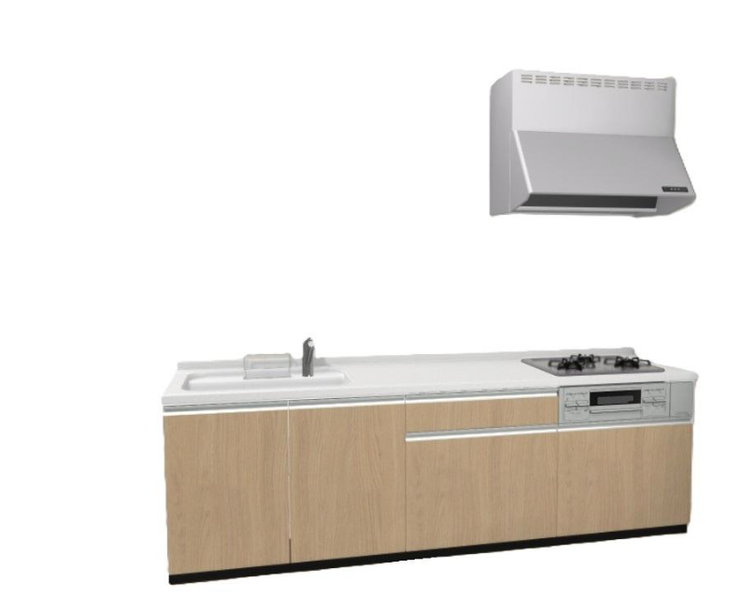 キッチンは新品に交換します。キッチンが幅約250㎝と広々しており、調理もしやすいです。対面キッチンなのでご家族の顔を見ながらお料理できます。