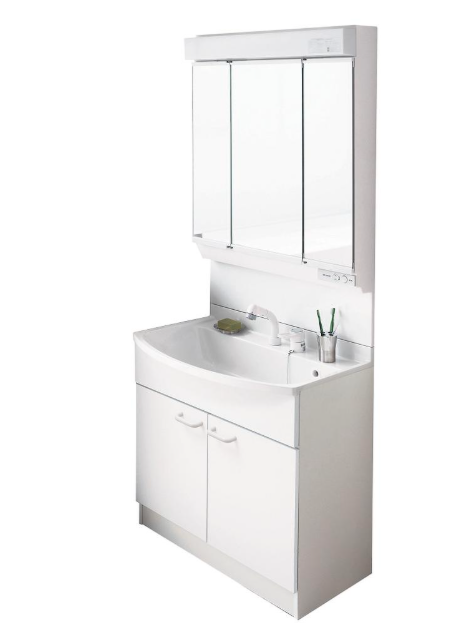 洗面化粧台は新品交換します。