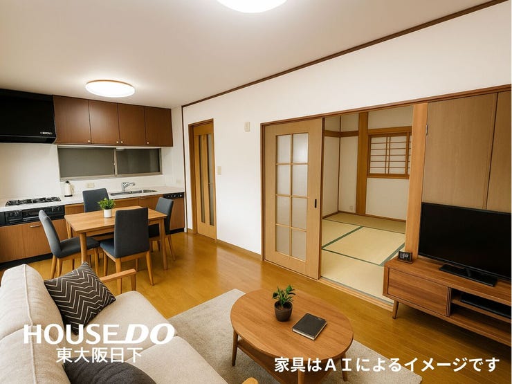 DK9帖:家族みんなが爽やかに健やかに過ごせるように、溢れる光をたっぷり取り込んだリビングダイニング。集いの場、憩いの場としての快適性を求めたやすらぎの空間です♪