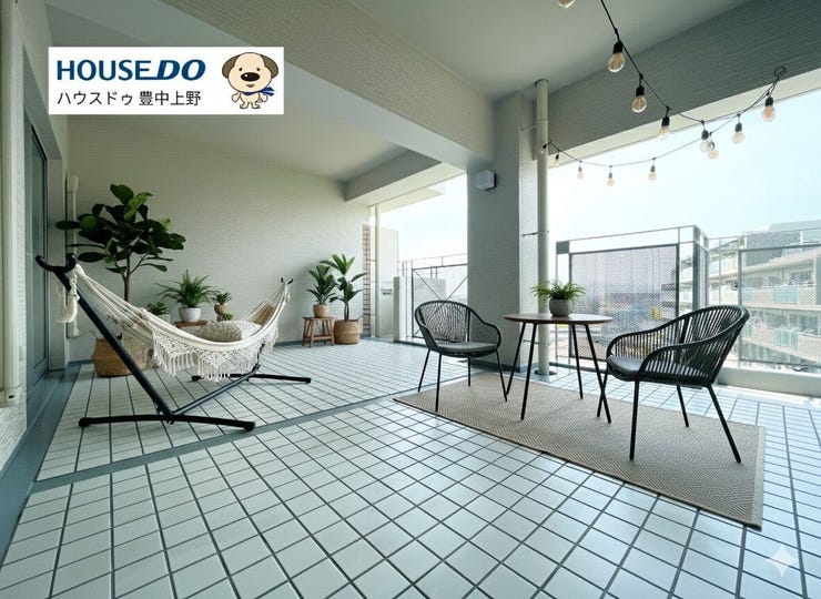 約24.21㎡のとても広々としたテラスが魅力!!様々な用途でご使用いただけます♪前面には遮るものがないため、眺望も良好です!
※CGで家具を配置しています。