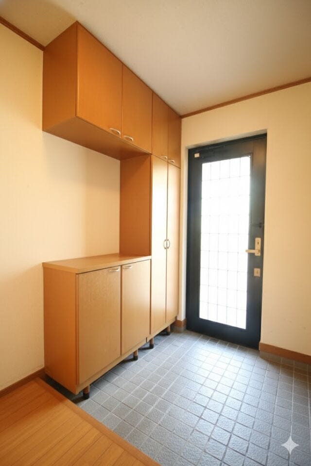 明るくて清潔感溢れる玄関。便利な下駄箱収納付きです♪散らかりがちな玄関もすっきりと片付きます。
(CG加工の為、現況と異なります。)