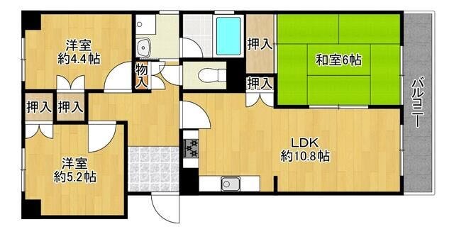 【間取り】
2026年7月リフォーム♪角部屋♪楽器相談可能♪小倉北区宇佐町ホワイトキャッスル中津口◎エレベーター