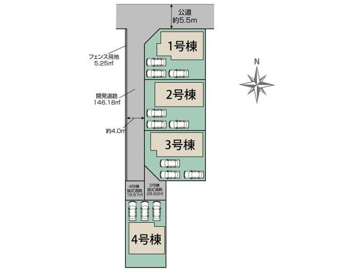 全4棟!駐車場3台とめることができます!