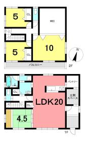 【間取り図】
駐車３台とってもBBQや家庭菜園のできる広い庭スペースがあります。
服だけではなく季節ものもしまえる広々としたWIC！