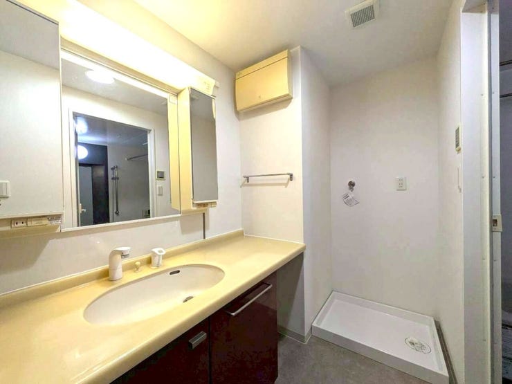 洗面所には洗濯パンがあり、水漏れが起こった際にも浸水を防げます。