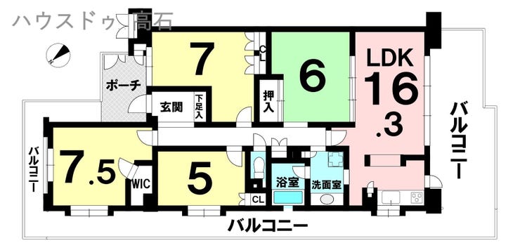 【間取り】
角部屋で、日当たり良好!
キッチンや風呂にも窓がついています!
