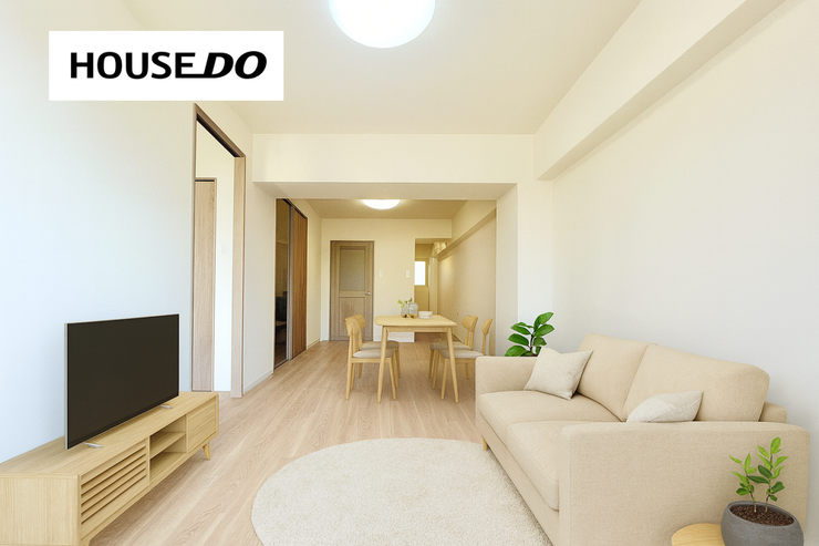 【リビング】
リフォームでナチュラルな内観に♪家具選びが楽しくなりますね!
※AIでインテリアを配置したイメージ図です