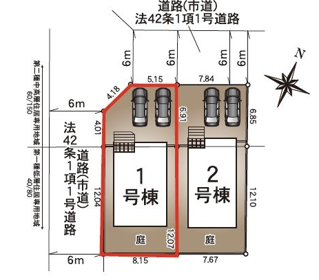 【区画図】
2台駐車できます!(車種による)