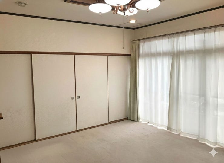 *1階8帖洋室*(CG加工)
広々とした8帖の洋室です。襖を開けて8帖の和室と繋げて使用することも可能です。