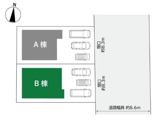 B棟は向かって左側!お車3台分のスペースも確保いたします♪