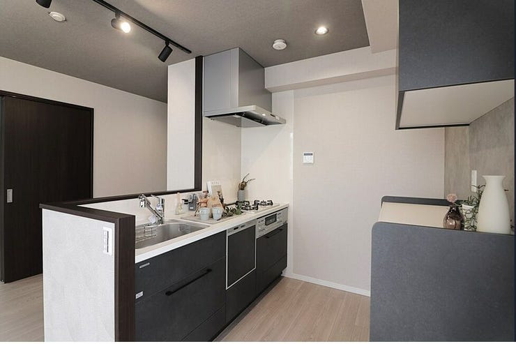 食洗器・グリル・三口コンロ付きのシステムキッチン