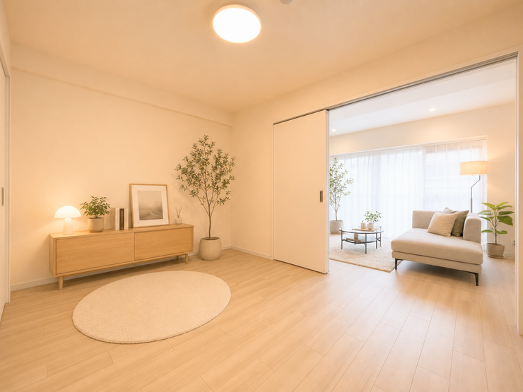 リビングとつながるお部屋は、
お客さまが遊びに来た時にも使えますし、
ちょっと疲れた時にお昼寝できるのもうれしいですね。