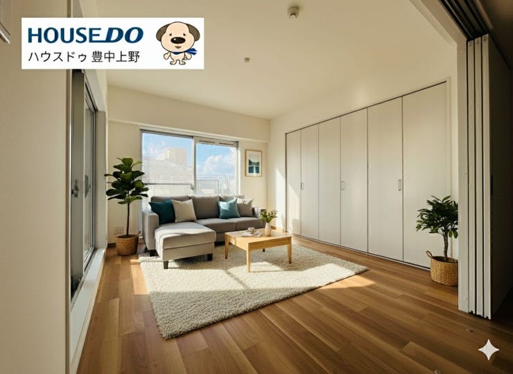 LDKに隣接する洋室はリビングとしてLDKと一体でこのようにご使用いただくのもオススメです!
※CGで家具を配置しています。