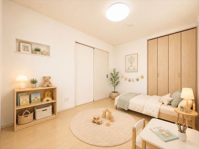 ※画像はイメージです。実際の写真に家具や調度品をCG合成したものです。(家具等は販売に含まれておりません)
子どもの好きな色や柄、デザインを取り入れることで
居心地の良い空間にできちゃいます◎