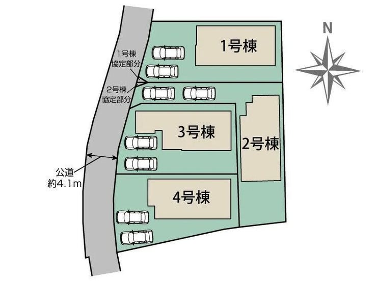 【区画図】
■□■3号棟、車2台駐車可能■□■