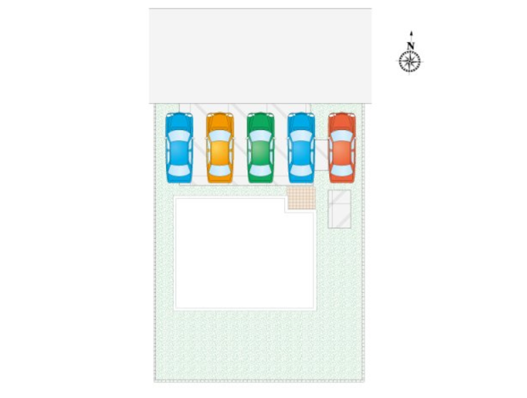 並列駐車5台可能+広々としたお庭付き!来客時も駐車スペースに困りません!お庭でBBQやお子様用プールを出したり出来るお庭です!