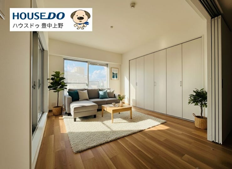 LDKに隣接する洋室はリビングとしてLDKと一体でこのようにご使用いただくのもオススメです!
※CGで家具を配置しています。