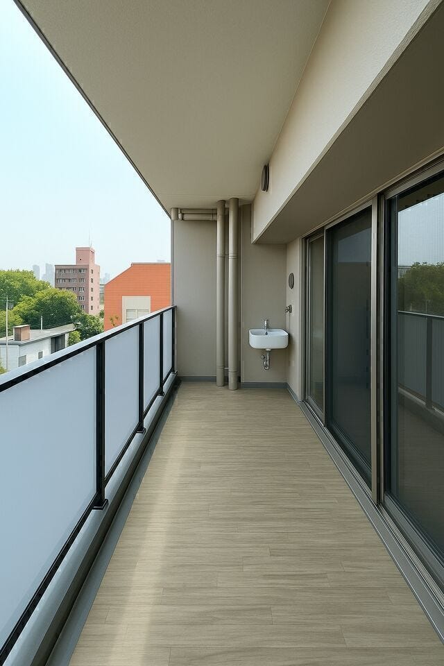 広々としたバルコニーは陽当たりもよくお洗濯もよく乾きそう♪