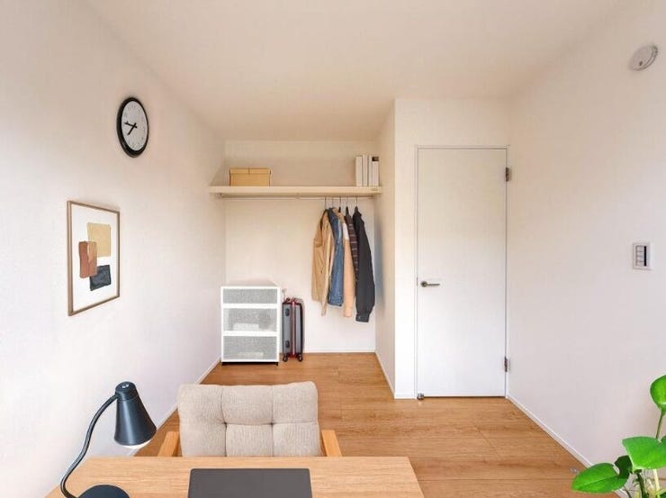 収納付き居室(4.5帖×2)
建具の引きしろを気にせずお部屋を使えるオープン収納を設けたお部屋です。※家具・小物等はCGで合成したイメージです。