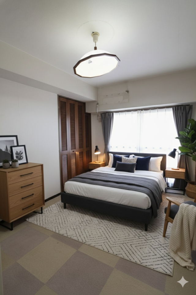 *南側*
(家具はCG加工のため実際の物とは異なります)
バルコニーに面した明るい洋室です!毎朝気持ち良く起きられそうですね。