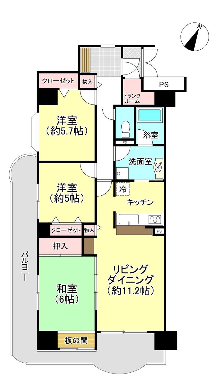 【間取り】
使い勝手の良い3LDkの間取り!会話が弾む対面式キッチンを採用