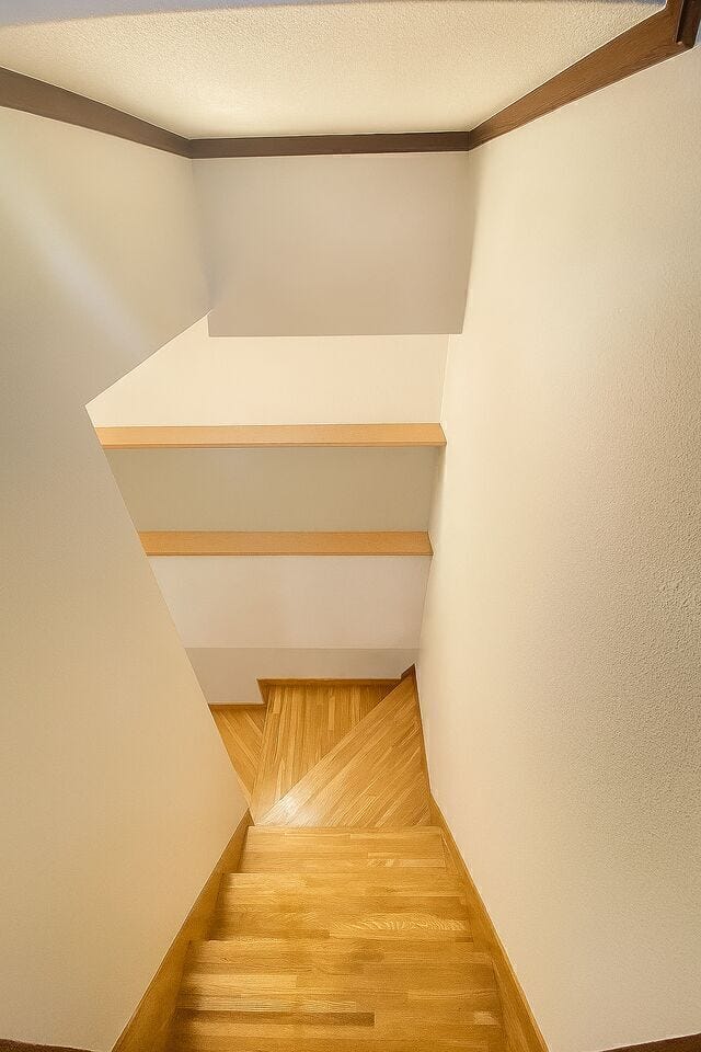 階段部分もこだわりの造作棚があり、ご家族のお写真や趣味の物などお好きに装飾できそうですね♪
※小物類を除去する修正を行っています。