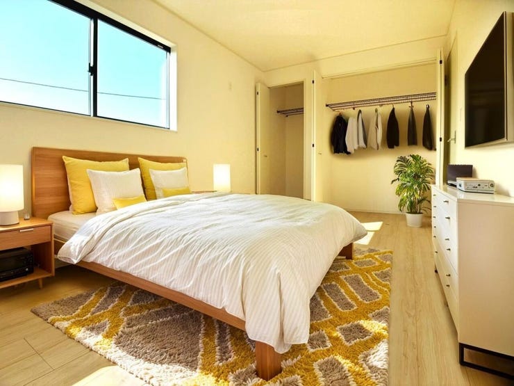 ◎洋室(2/22撮影)
主寝室の収納は2ヶ所設けられているので、ご夫婦でそれぞれ分けて収納しても良いですね!
※家具はCGになります。