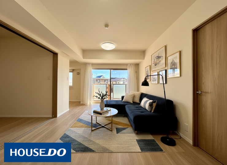 【リビング】
13.8帖のリビングです♪家具はバーチャルステージングです♪白い壁はどんな家具も映えますね♪