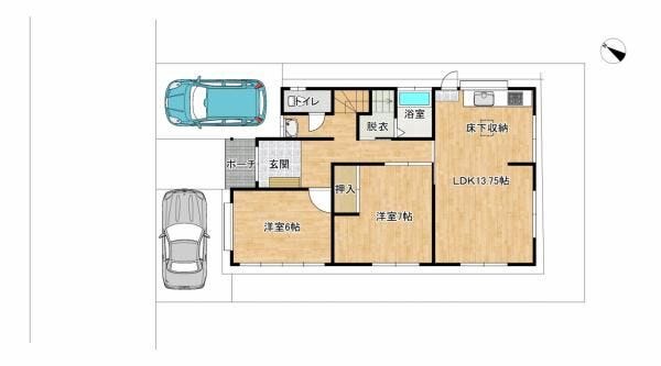 【リフォーム予定区画図】駐車場拡張工事を行い、駐車2台可能にして工事いきます。※区画図と現況が異なる場合は現況が優先になります。