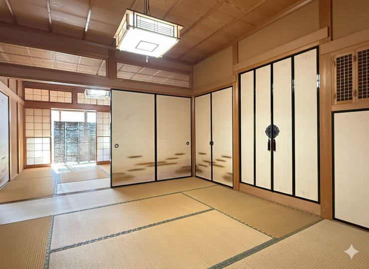 *1階和室*
和室は襖を開けたり、閉めたりすることでお部屋の広さを調整できます。
(CG加工の為、現況と異なります。)