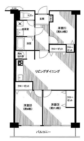 【間取り】
3LDK(6F部分)
