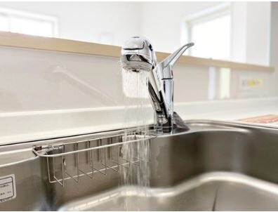 ■浄水器一体型シャワー水栓
※完成イメージ
浄水カートリッジを水栓に内蔵し、浄水のほか、洗浄に適した勢いのシャワーや原水をスムーズに切り替えも可能。