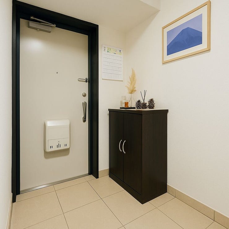 靴の脱ぎ履きがスムーズにできるコンパクトな玄関★
朝のあわただしい時間もストレスフリーに!
※小物類を消去する修正をしております。