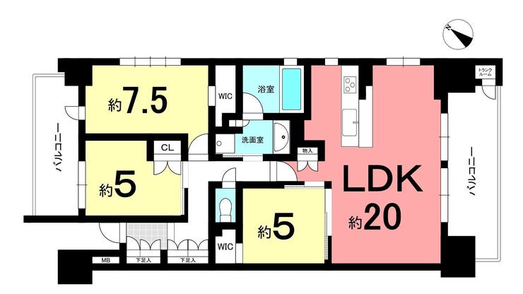 【間取り】
20帖の大空間リビングを中心に、家族の団欒と個の時間を両立できる3LDK。在宅ワークや趣味、子育てなど、変化する暮らしに柔軟に応える自由度の高さが魅力。将来の資産性も高い、ゆとりある住まいです。