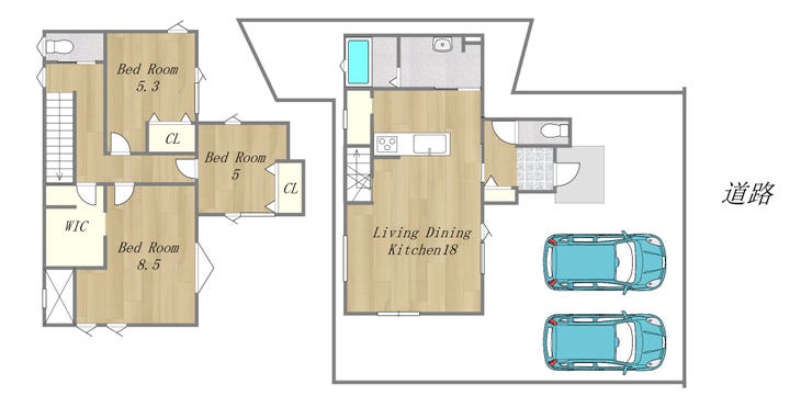 【間取り】
所在地:倉敷市中央2丁目
敷地面積:135.28㎡
建物面積:98.89㎡
間取り:3LDK
築年数:2026年3月予定
駐車場:2台
